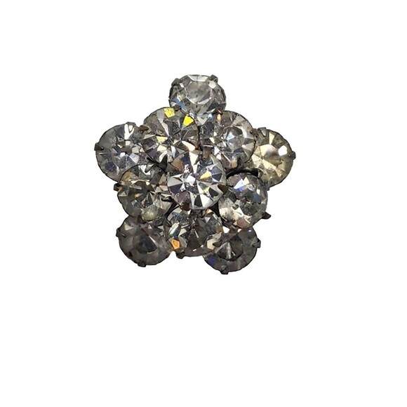 Vintage Round Sparkling Brooch Collar Pin Hat Accent Dazzling Mini 1" - Picture 6 of 16